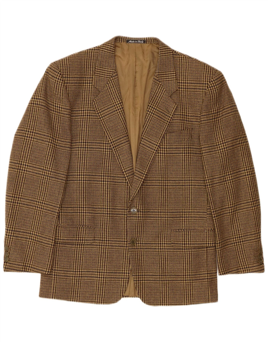 Giacca Blazer 2 Bottoni Profilo Uomo IT 48 Pied De Poule Marrone Medio