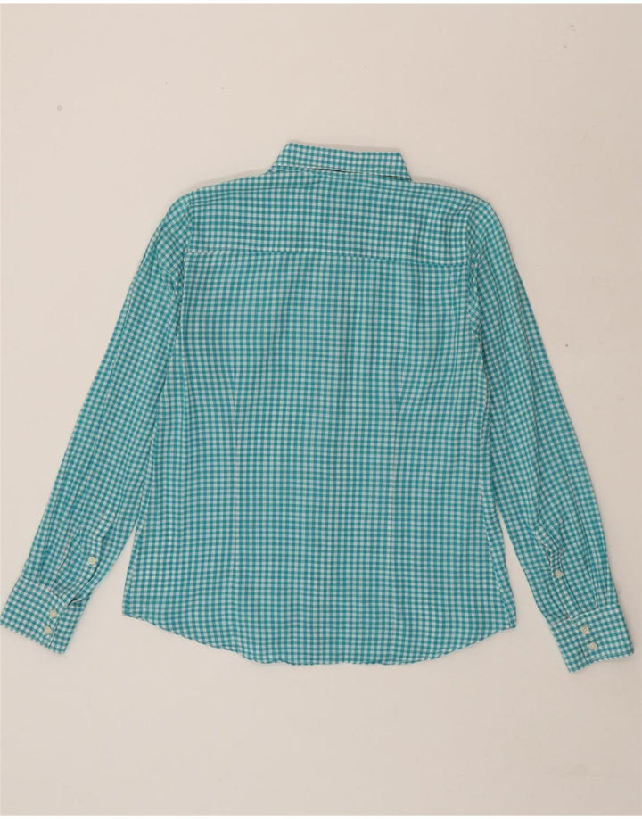 J. CREW Womens Oversized Shirt UK 10 Small Turquoise Gingham Cotton Vintage J. Crew and Second-Hand J. Crew from Messina Hembry 
