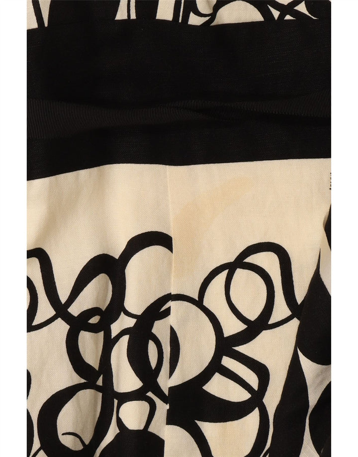 MONSOON Abito da donna senza maniche a trapezio UK 10 Piccolo lino geometrico nero