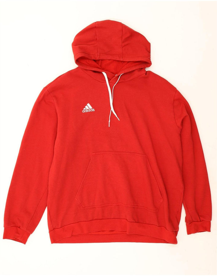 Felpa con cappuccio da uomo Adidas XL in cotone rosso
