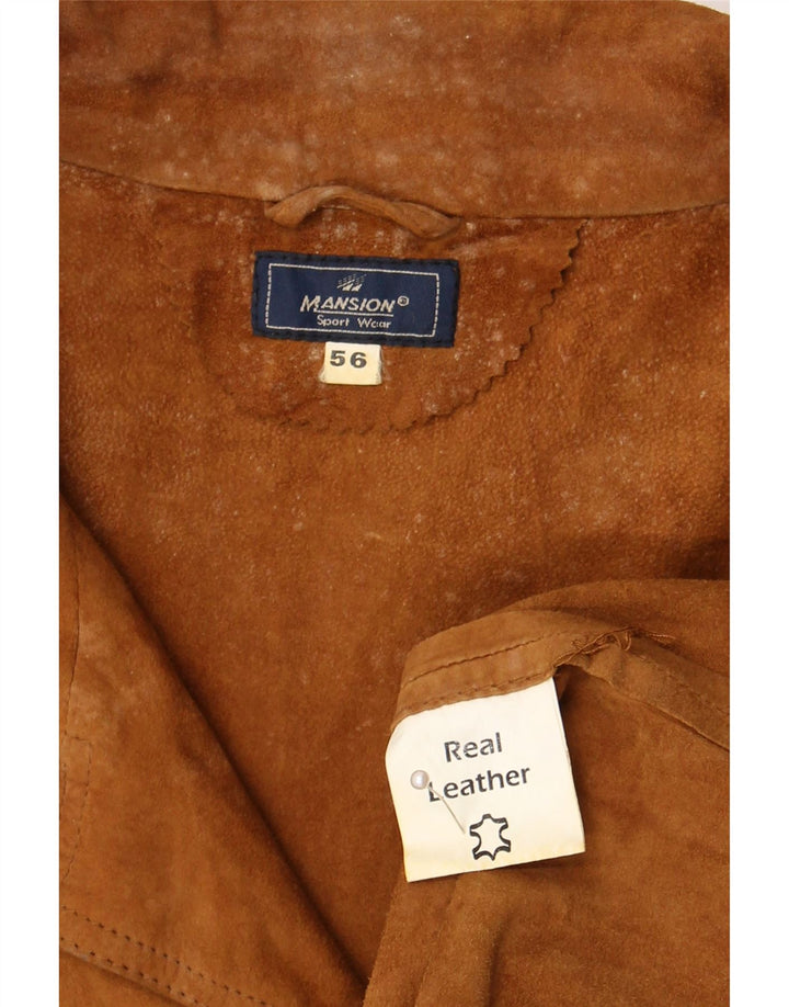 Giacca vintage in pelle scamosciata da uomo IT 56 3XL in pelle beige