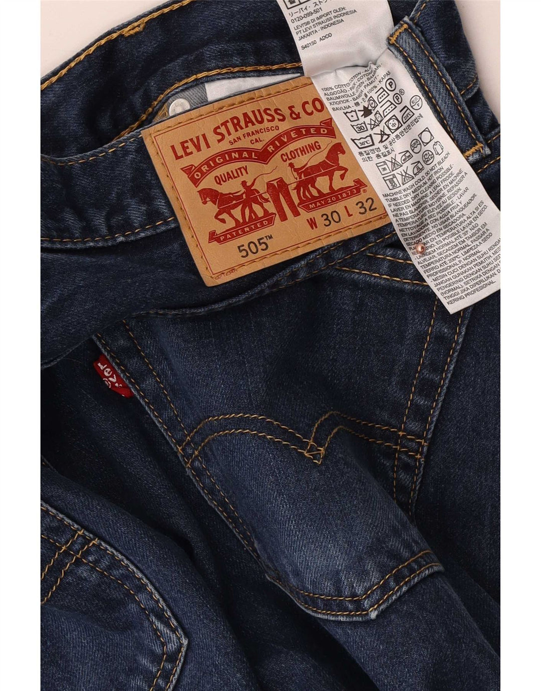 Levi's Uomo 505 Jeans dritti W30 L32 Cotone Blu