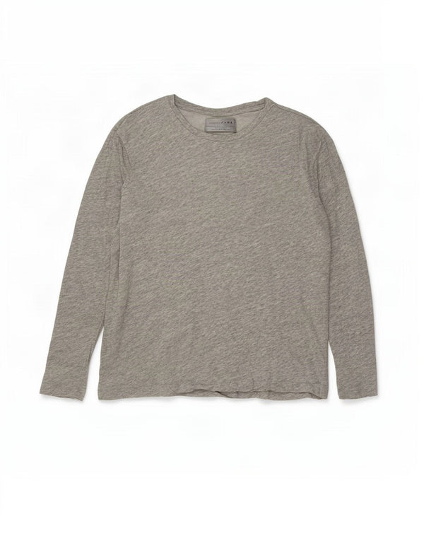 Top Zara da uomo a maniche lunghe in cotone mélange grigio medio