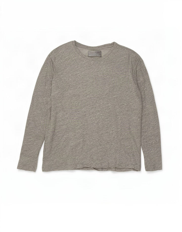 Top Zara da uomo a maniche lunghe in cotone mélange grigio medio