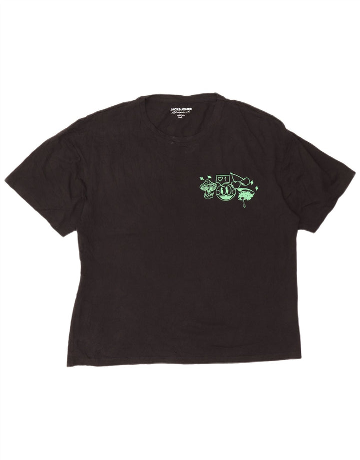 Jack & Jones T-shirt grafica da uomo grande in cotone nero
