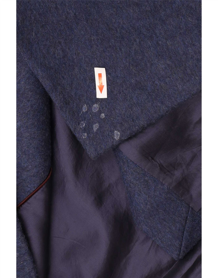 Jigsaw Cappotto doppiopetto da donna UK 10 piccolo blu navy Lana