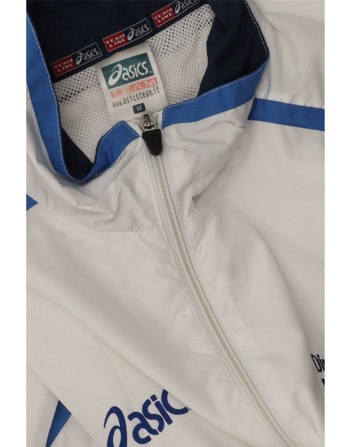 Giacca Asics da uomo con grafica grafica, giacca in poliestere color block bianco medio