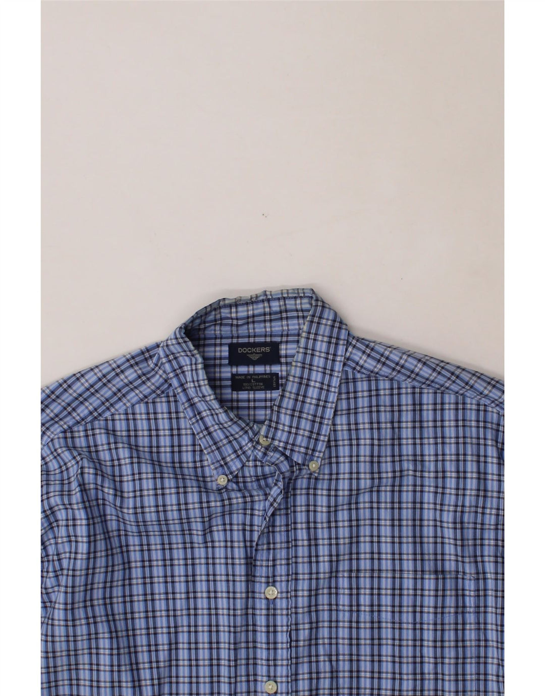 DOCKERS Mens Shirt Large Blue Check Cotton Vintage Dockers and Second-Hand Dockers from Messina Hembry 