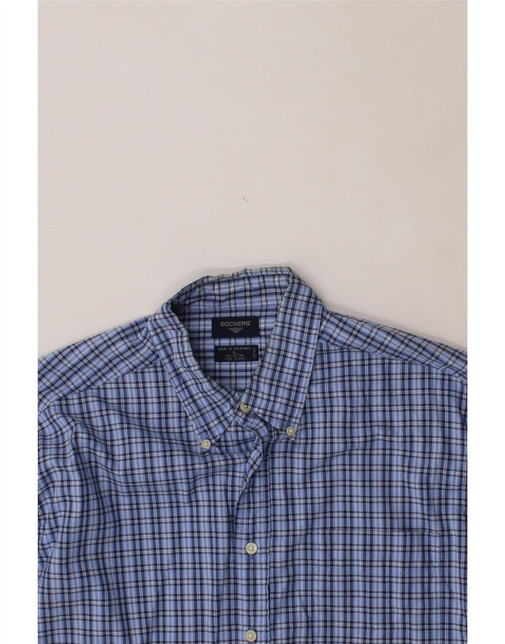 DOCKERS Mens Shirt Large Blue Check Cotton Vintage Dockers and Second-Hand Dockers from Messina Hembry 