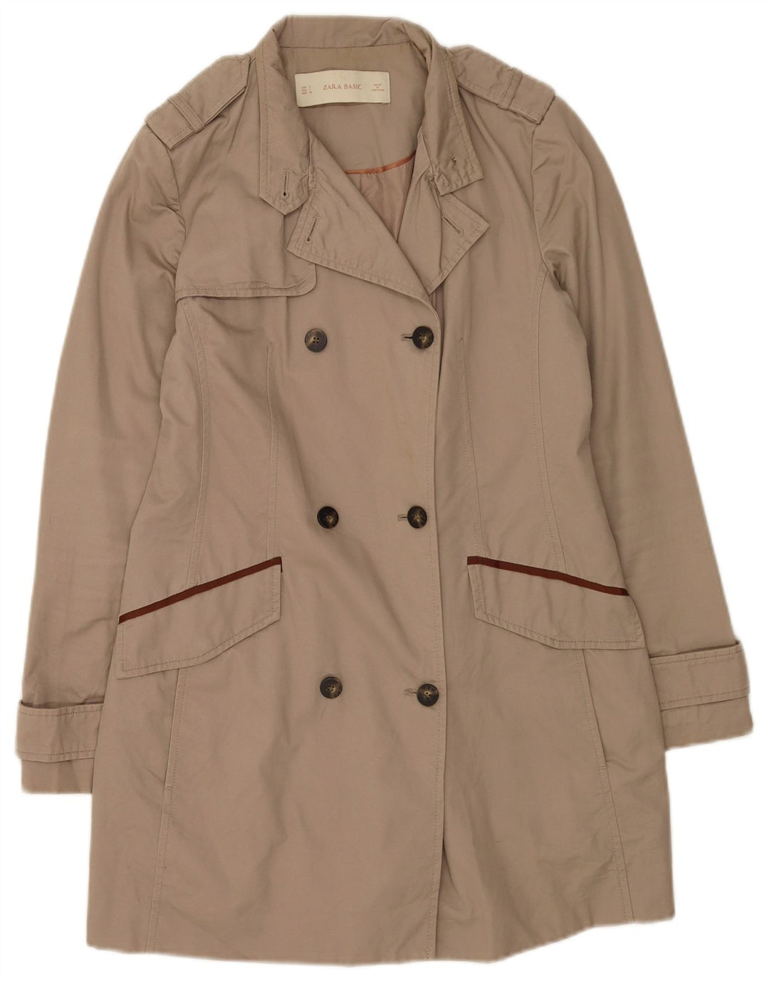 Trench da donna Zara UK 10 piccolo in cotone beige