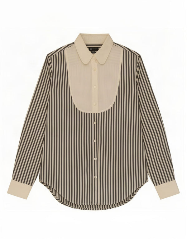 Camicia da donna Armani Jeans UK 10 piccolo cotone gessato bianco