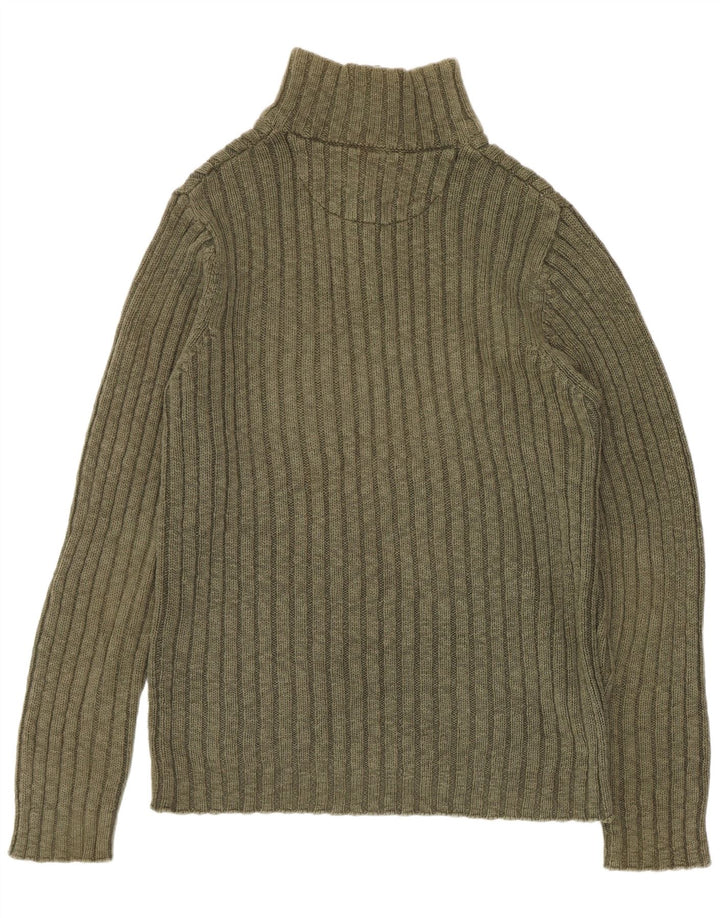 Marlboro Classics Maglione da uomo con zip e collo grande in cotone kaki