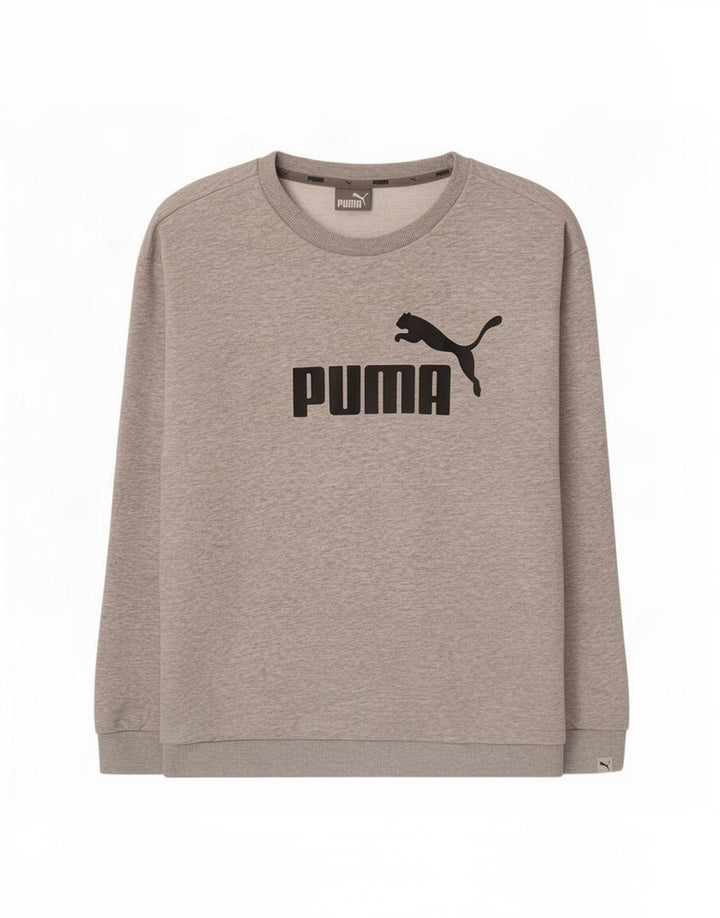 Felpa grafica da donna Puma Jumper UK 12 Cotone grigio medio