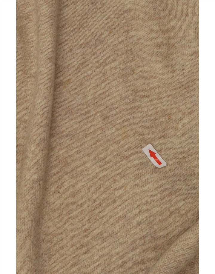 Maglione vintage da uomo con scollo a V, grande lana screziata beige