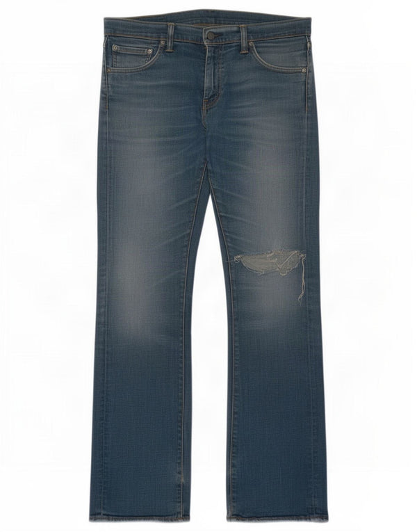 Levi's Uomo 527 Jeans Bootcut Distressed W33 L34 Cotone Blu
