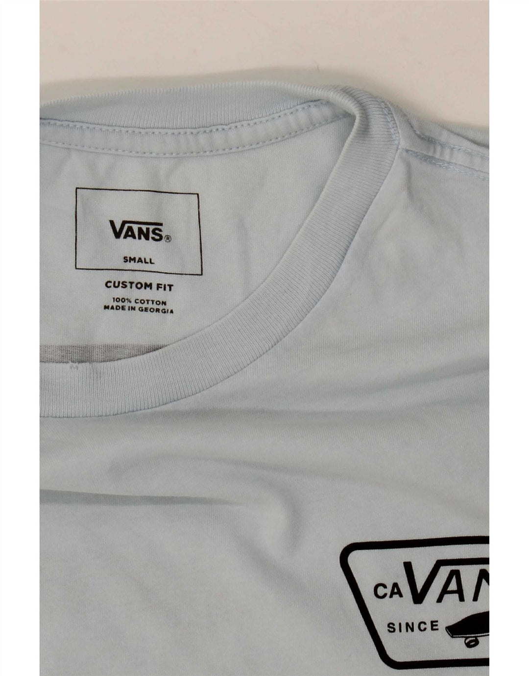 T-shirt grafica personalizzata da uomo Vans Top piccola in cotone blu