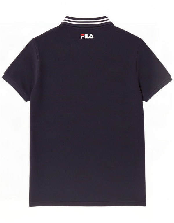 Polo da uomo con grafica a maniche corte Fila Large in cotone blu navy