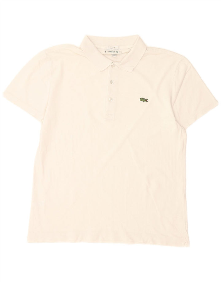 Polo da uomo slim fit Lacoste taglia 4, cotone bianco medio