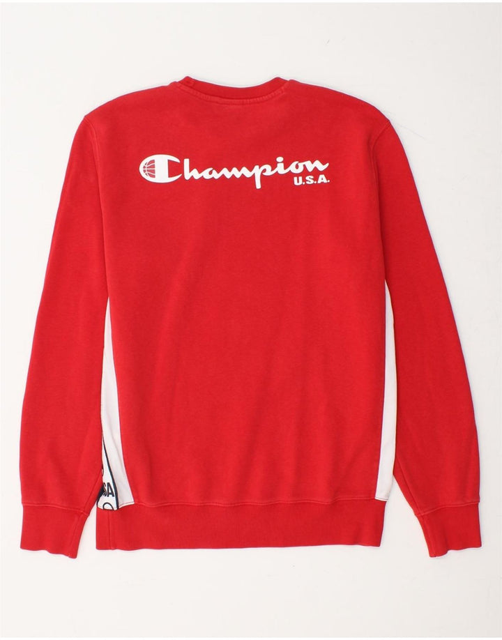 CHAMPION Felpa con grafica da uomo Maglione grande in cotone color block rosso
