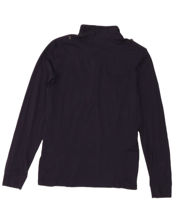 Reiss Top militare da uomo a maniche lunghe in cotone blu navy grande