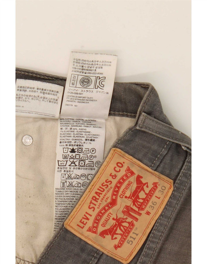 Levi's Uomo 511 Jeans slim cropped W36 L25 Cotone grigio