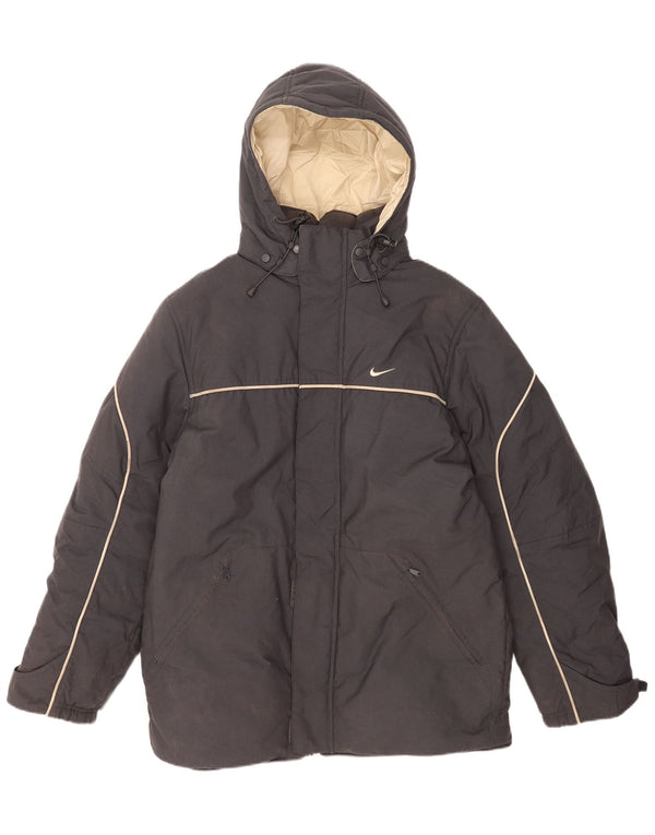 Giacca imbottita con cappuccio Nike da uomo UK 39/41 Nylon grigio medio