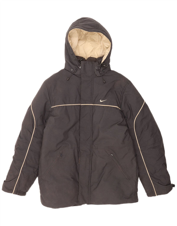 Giacca imbottita con cappuccio Nike da uomo UK 39/41 Nylon grigio medio