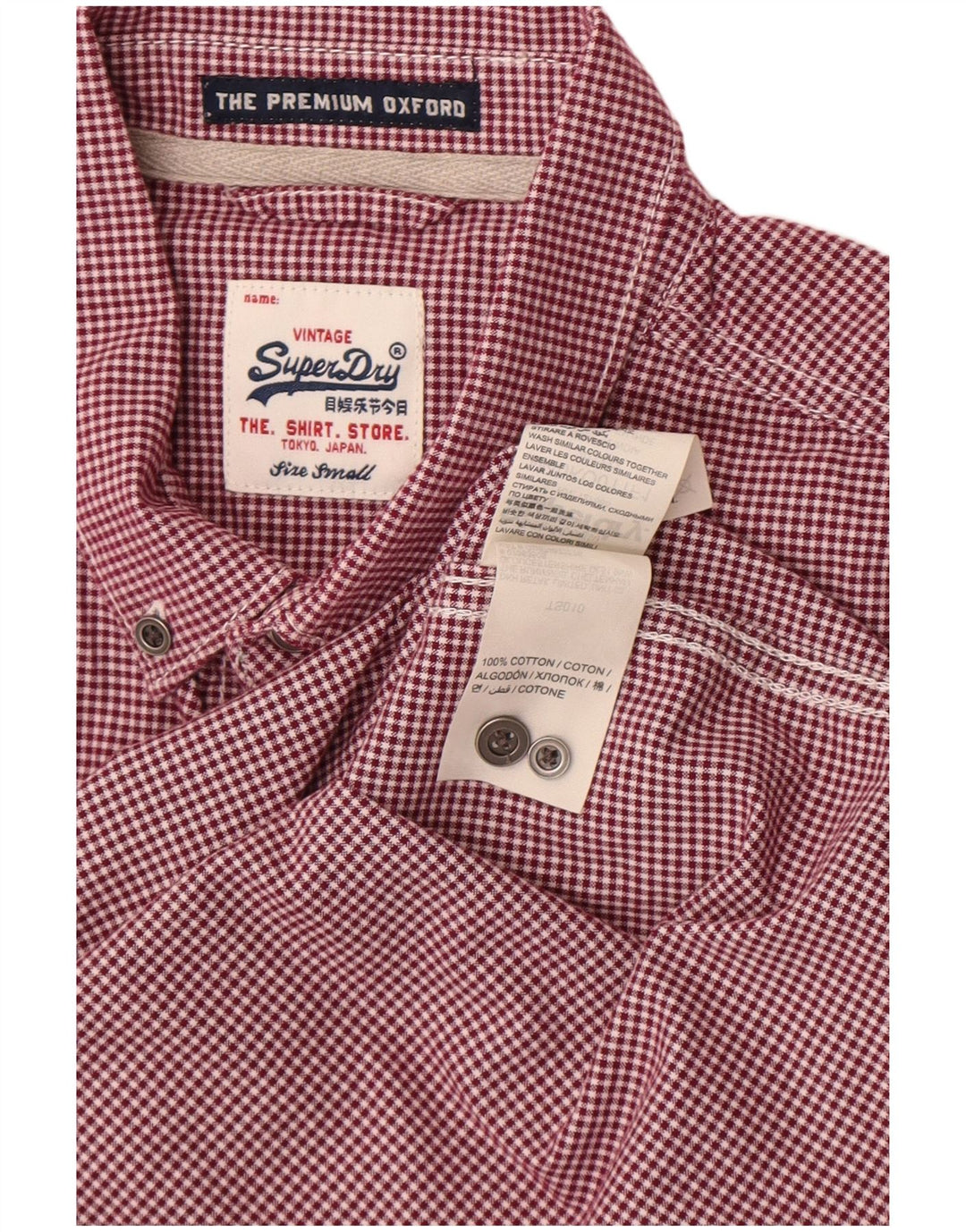 Camicia a maniche corte da uomo Superdry piccola in cotone a quadretti bordeaux