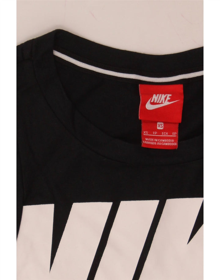 NIKE Womens Crop Graphic Vest Top UK 6 XS Black Vintage Nike and Second-Hand Nike from Messina Hembry 