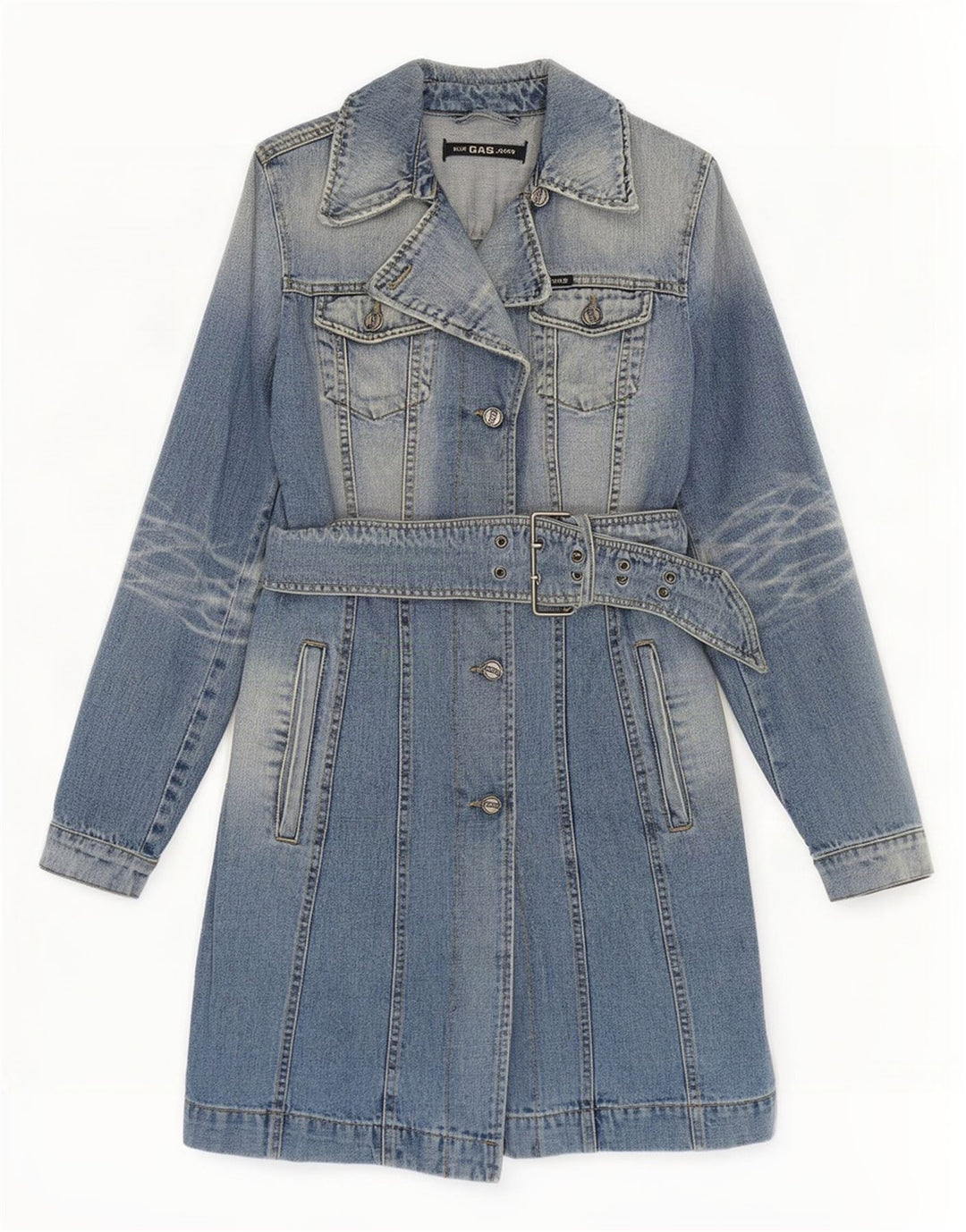 Cappotto in denim da donna Gas UK 10 piccolo cotone blu