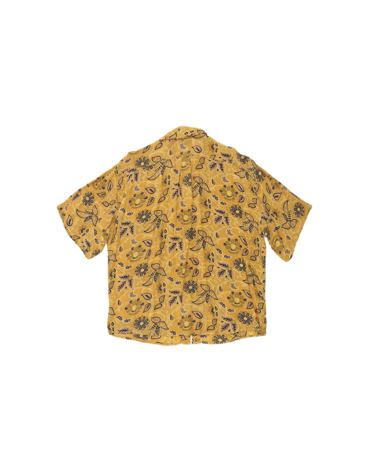 TIPO' S Mens Short Sleeve Shirt Large Yellow Floral Viscose Vintage Tipo' S and Second-Hand Tipo' S from Messina Hembry 