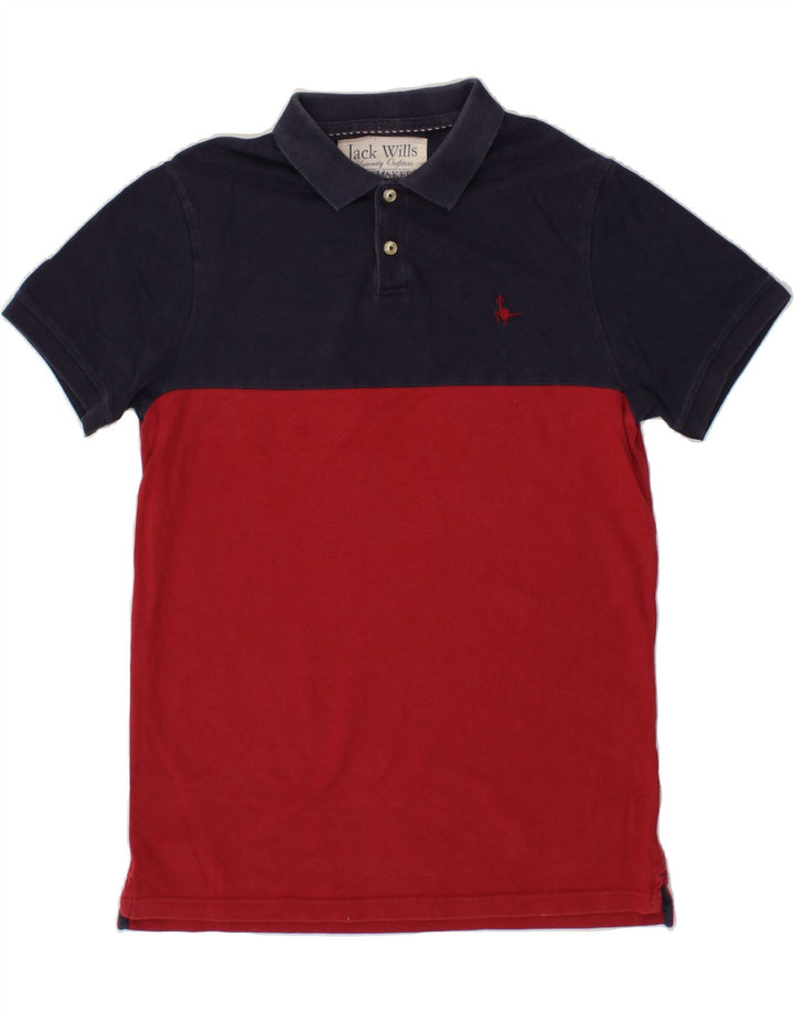 JACK WILLS Mens Polo Shirt Medium Red Colourblock Cotton Vintage Jack Wills and Second-Hand Jack Wills from Messina Hembry 