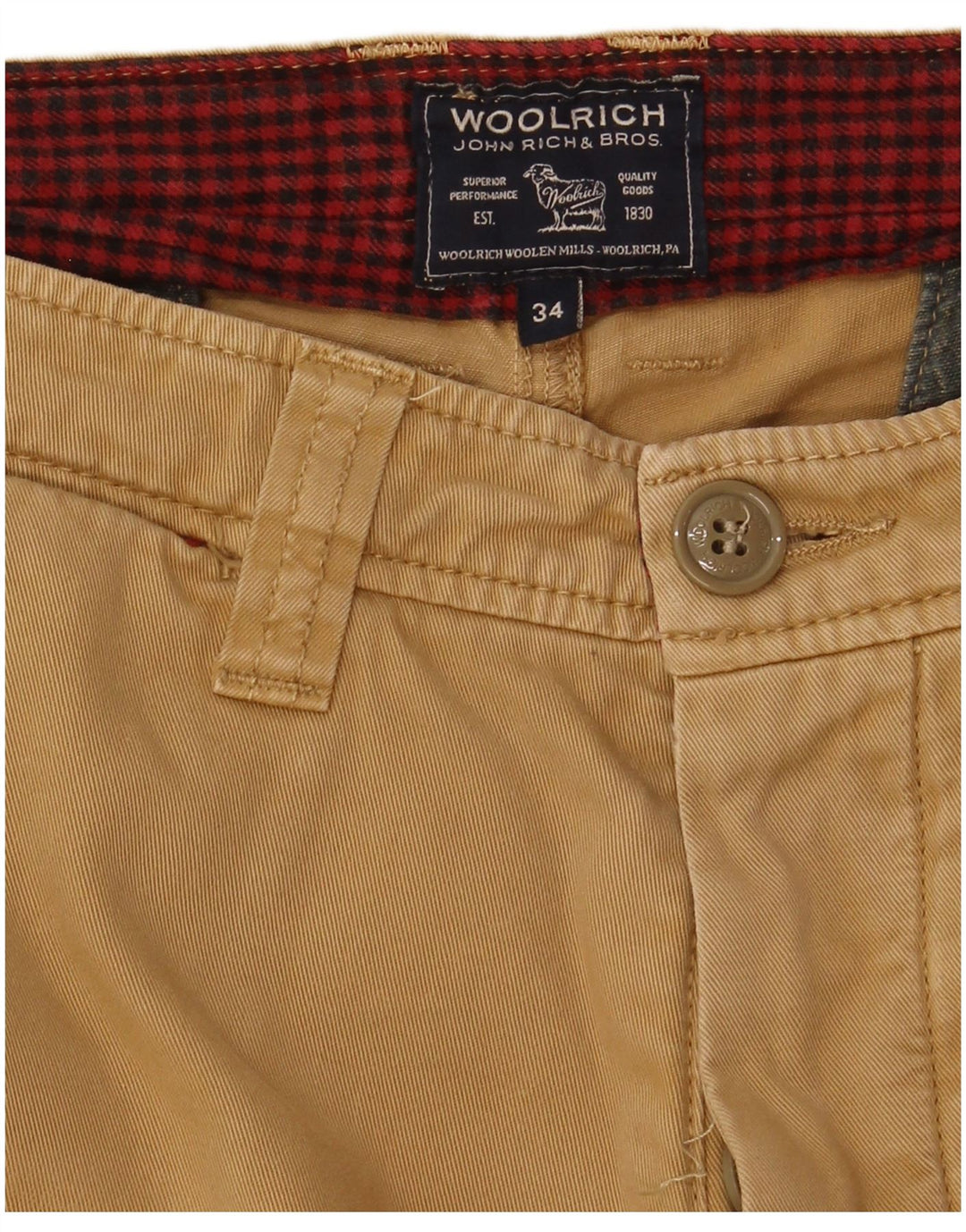 WOOLRICH Mens Straight Chino Trousers W34 L34 Beige