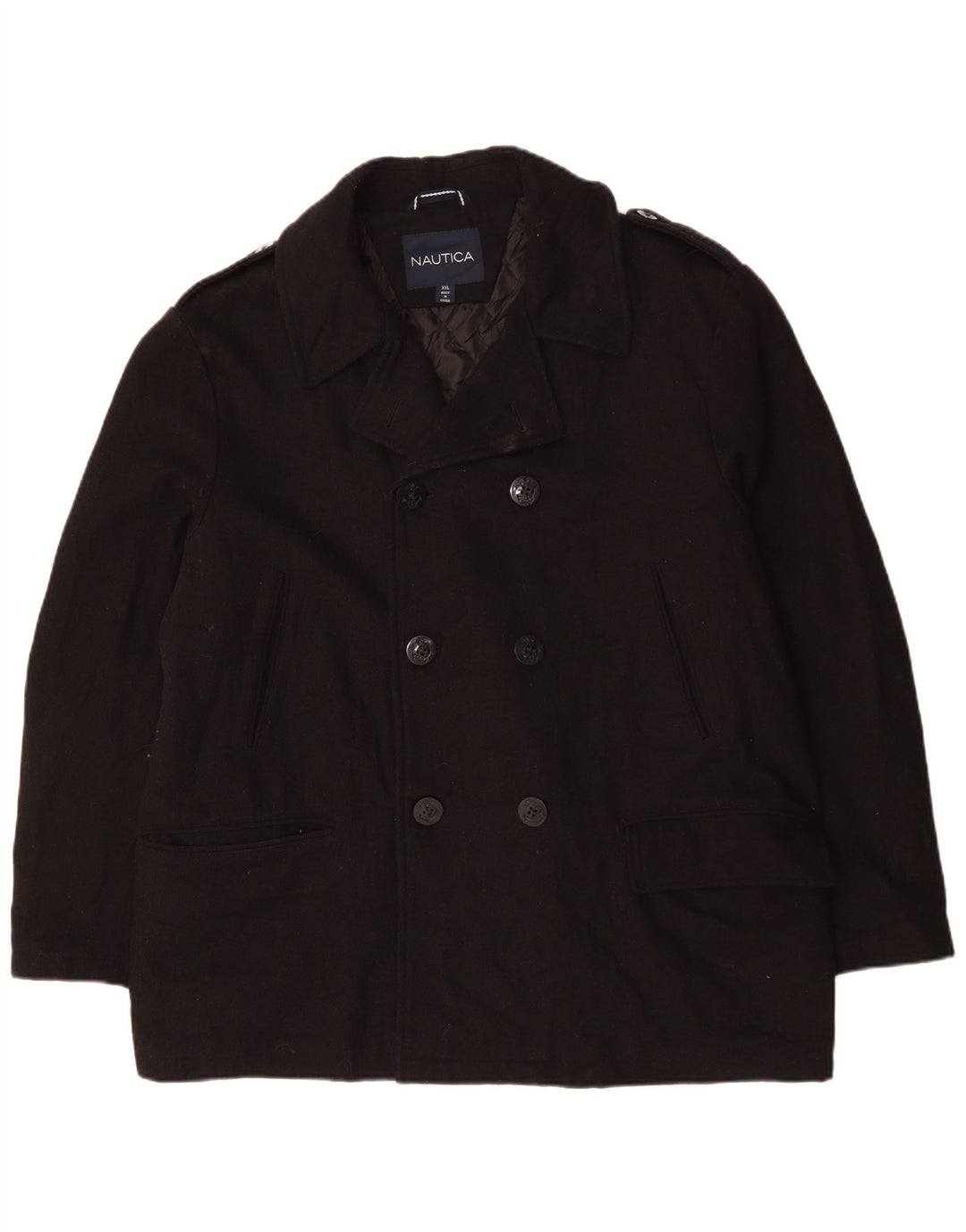 Cappotto da marinaio da uomo NAUTICA UK 44 2XL Lana nera