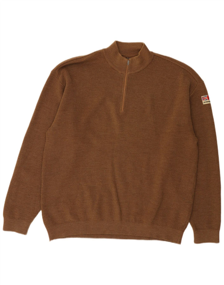 Maglione da uomo con zip e collo Amerigo Vespucci XL Marrone
