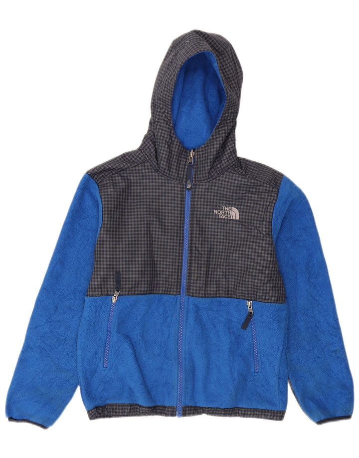 Giacca in pile con cappuccio The North Face da ragazzo 10-11 anni a quadri blu medio