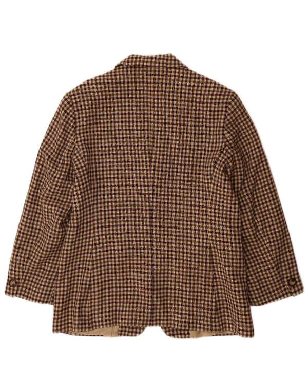 Giacca blazer da donna a 3 bottoni Marella UK 18 XL lana vergine pied de poule marrone