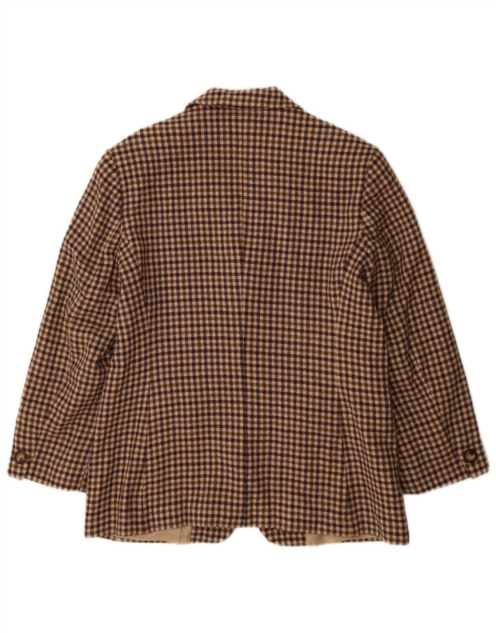 Giacca blazer da donna a 3 bottoni Marella UK 18 XL lana vergine pied de poule marrone