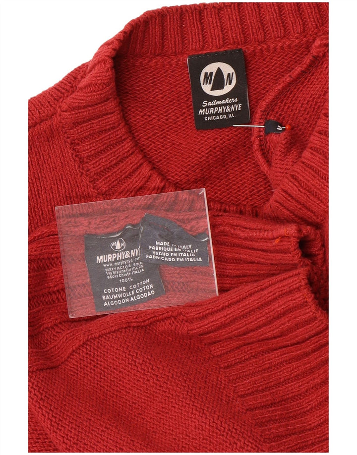 Maglione da uomo girocollo Murphy & Nye in cotone rosso medio