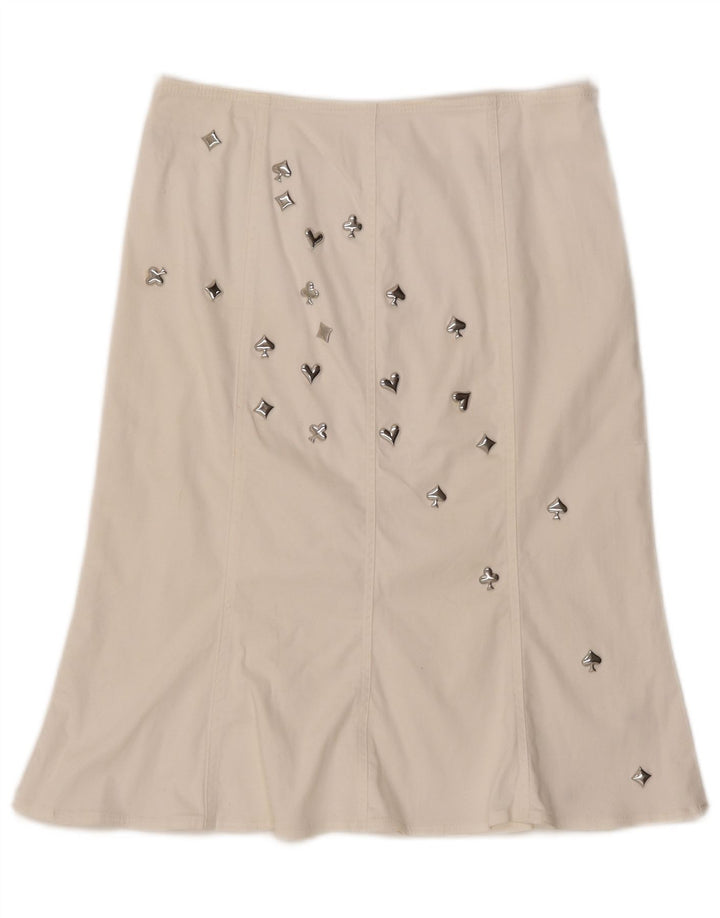 Gonna a trapezio a vita alta da donna MOSCHINO UK 14 W30 L23 Cotone bianco