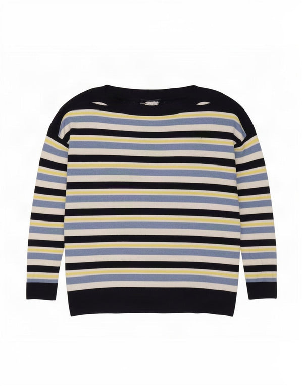 Joules Maglione da donna con scollo a barca vestibilità comoda UK 10 piccolo a righe blu