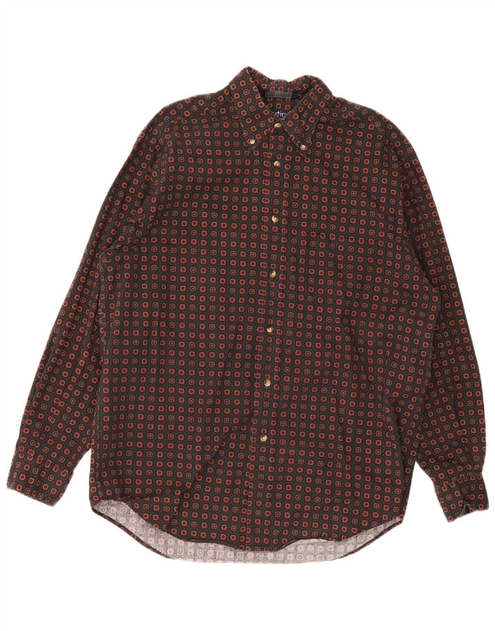 Camicia da uomo Nautica in cotone geometrico marrone medio