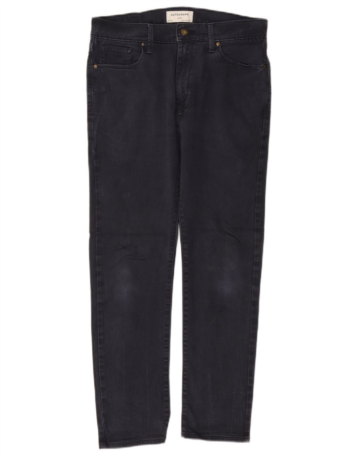 Jeans slim da uomo Marks & Spencer Autograph W30 L29 cotone blu navy