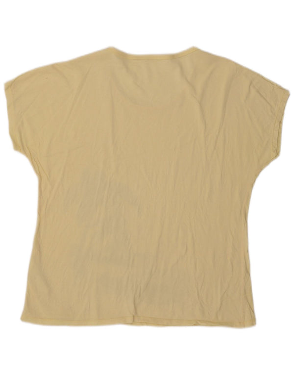 T-shirt grafica da donna vintage Top UK 18 XL cotone giallo