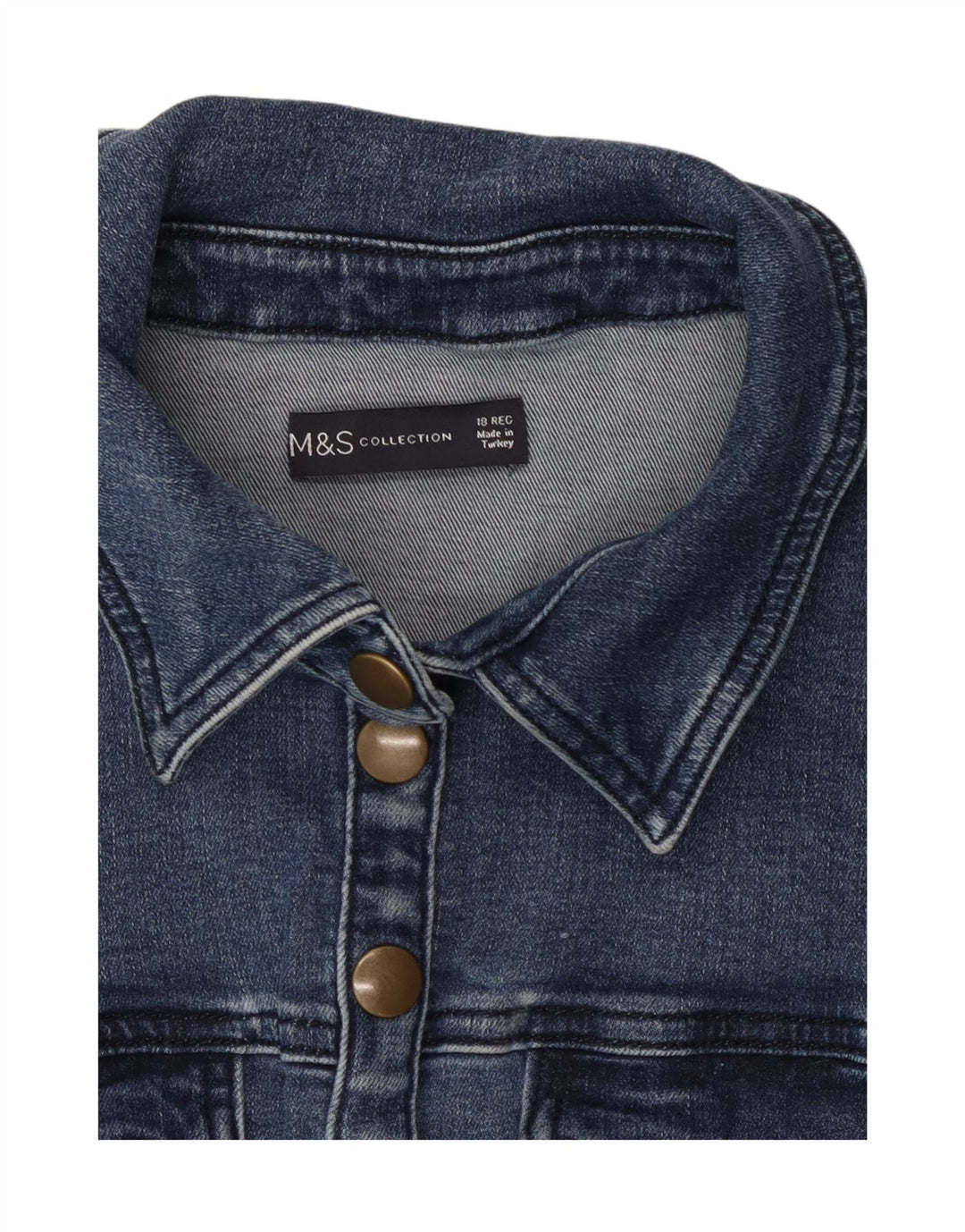 MARKS & SPENCER Abito camicia di jeans da donna UK 18 XL Cotone blu