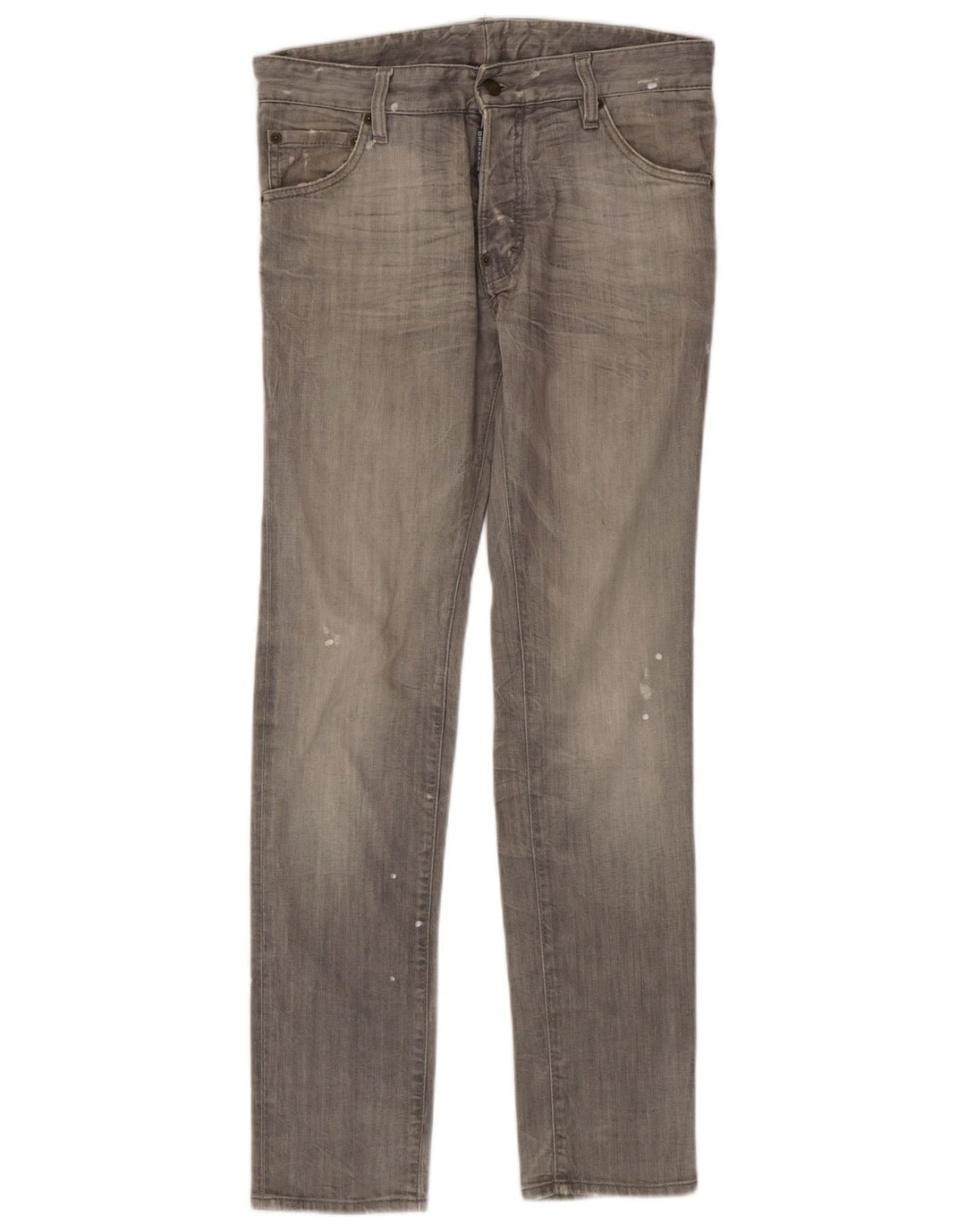 Jeans skinny effetto consumato da uomo Dsquared2 IT 46 piccolo W32 L32 grigio maculato