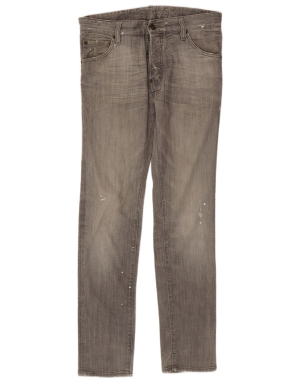 Jeans skinny effetto consumato da uomo Dsquared2 IT 46 piccolo W32 L32 grigio maculato