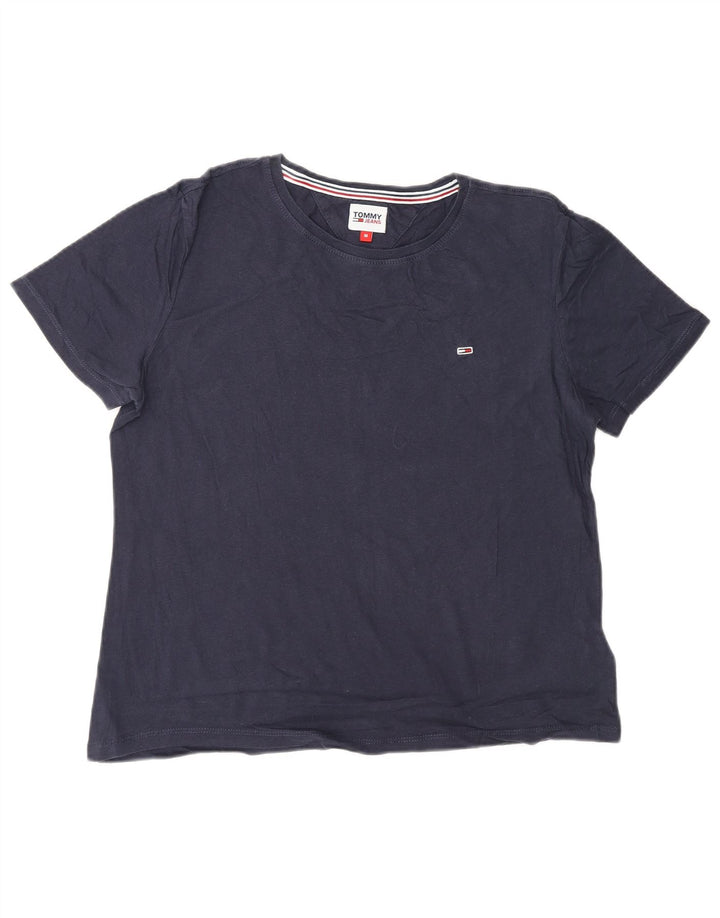 TOMMY HILFIGER T-shirt da donna Top UK 14 cotone blu navy medio