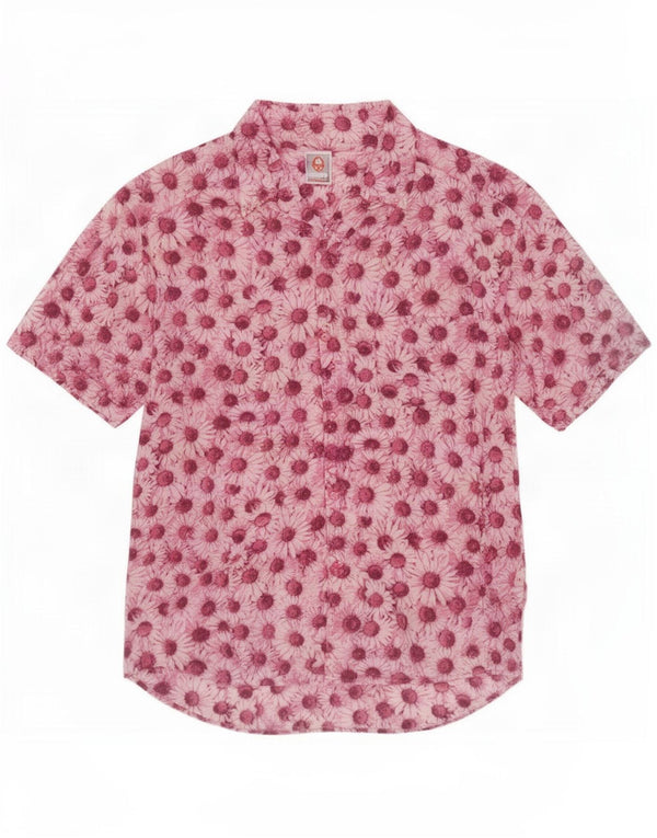 Stefanel Camicia a maniche corte da donna Camicetta UK 18 XL Rosa floreale