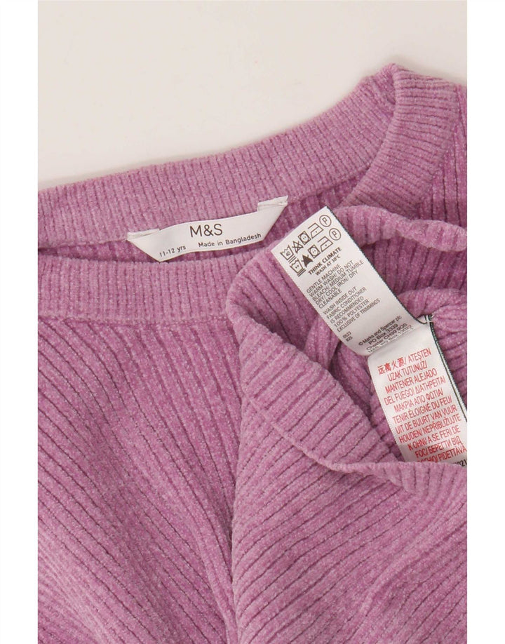 Top corto per ragazze Marks & Spencer a maniche lunghe 11-12 anni in poliestere rosa